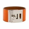 Hermes Kelly Dog Orange Epsom Leather Palladium Plated Wide Bracelet For Women -Deals Hermes Store luxury women hermes used accessories p470446 001