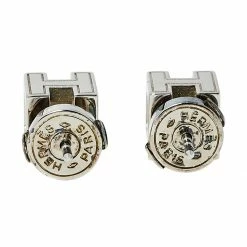 Hermes Cage D'H White Lacquer Palladium Plated Earrings For Women -Deals Hermes Store luxury women hermes used accessories p470451 004