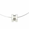 Hermes Cage D'H White Lacquer Palladium Plated Pendant Necklace For Women -Deals Hermes Store luxury women hermes used accessories p470466 005