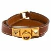 Hermes Hermès Brown Leather Rivale Double Tour Bracelet M For Women