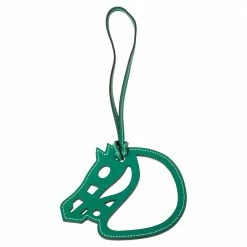 Hermes Green Leather Paddock Cheval Horse Bag Charm For Women