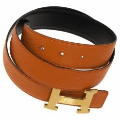 Hermes Orange/Black Leather Reversible Constance Belt 85CM For Women -Deals Hermes Store luxury women hermes used accessories p47260 004