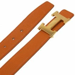 Hermes Orange/Black Leather Reversible Constance Belt 85CM For Women -Deals Hermes Store luxury women hermes used accessories p47260 005