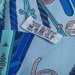 Hermes Blue Bouquets Sellier Printed Silk Maxi Twilly For Women 9 Hermes Blue Bouquets Sellier Printed Silk Maxi Twilly For Women -Deals Hermes Store luxury women hermes used accessories p473439 005