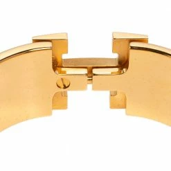 Hermes Hermès Clic Clac H Red Enamel Gold Plated Wide Bracelet PM For Women -Deals Hermes Store luxury women hermes used accessories p474334 011
