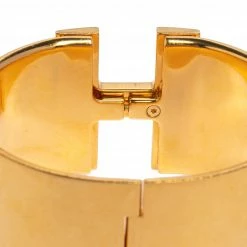 Hermes Hermès Clic Clac H Black Enamel Gold Plated Extra Wide Bracelet PM For Women -Deals Hermes Store luxury women hermes used accessories p474507 009