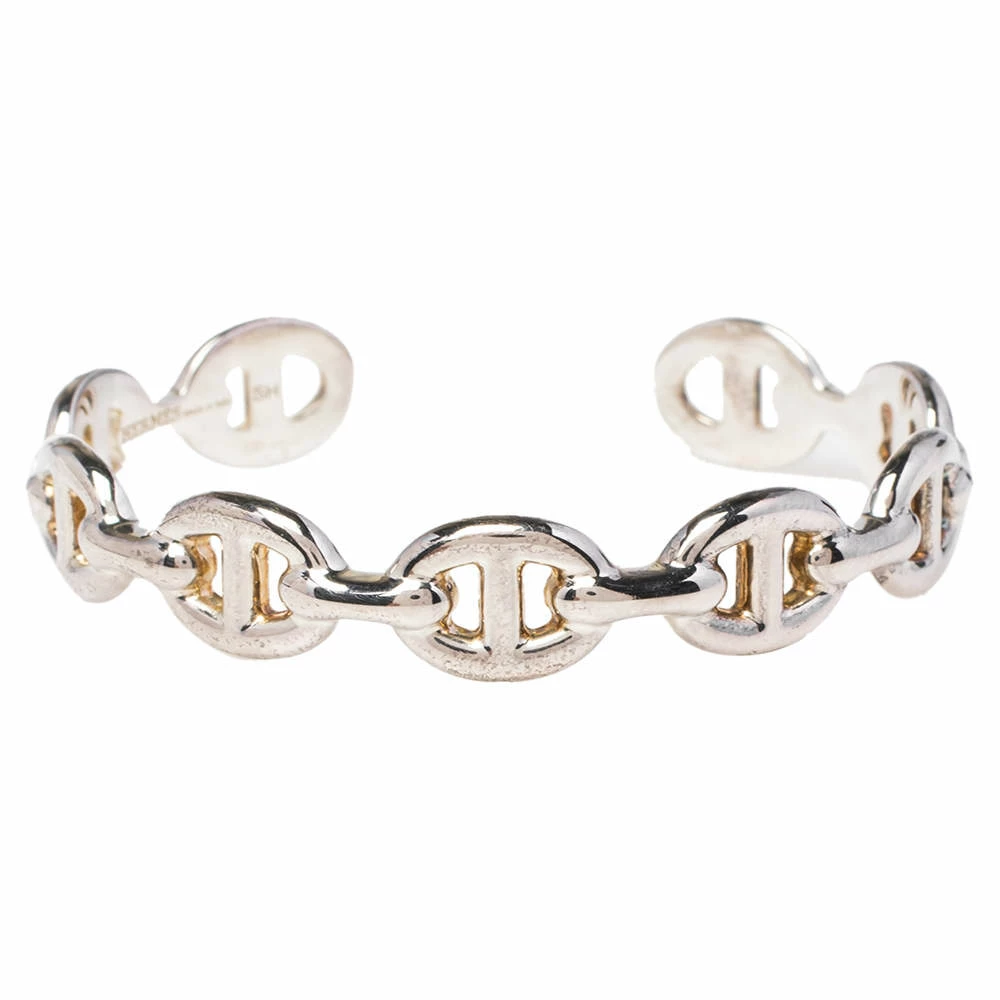 Hermes Chaine D'Ancre Enchainee Sterling Silver Cuff Bracelet SH For Women 3 Hermes Chaine D'Ancre Enchainee Sterling Silver Cuff Bracelet SH For Women