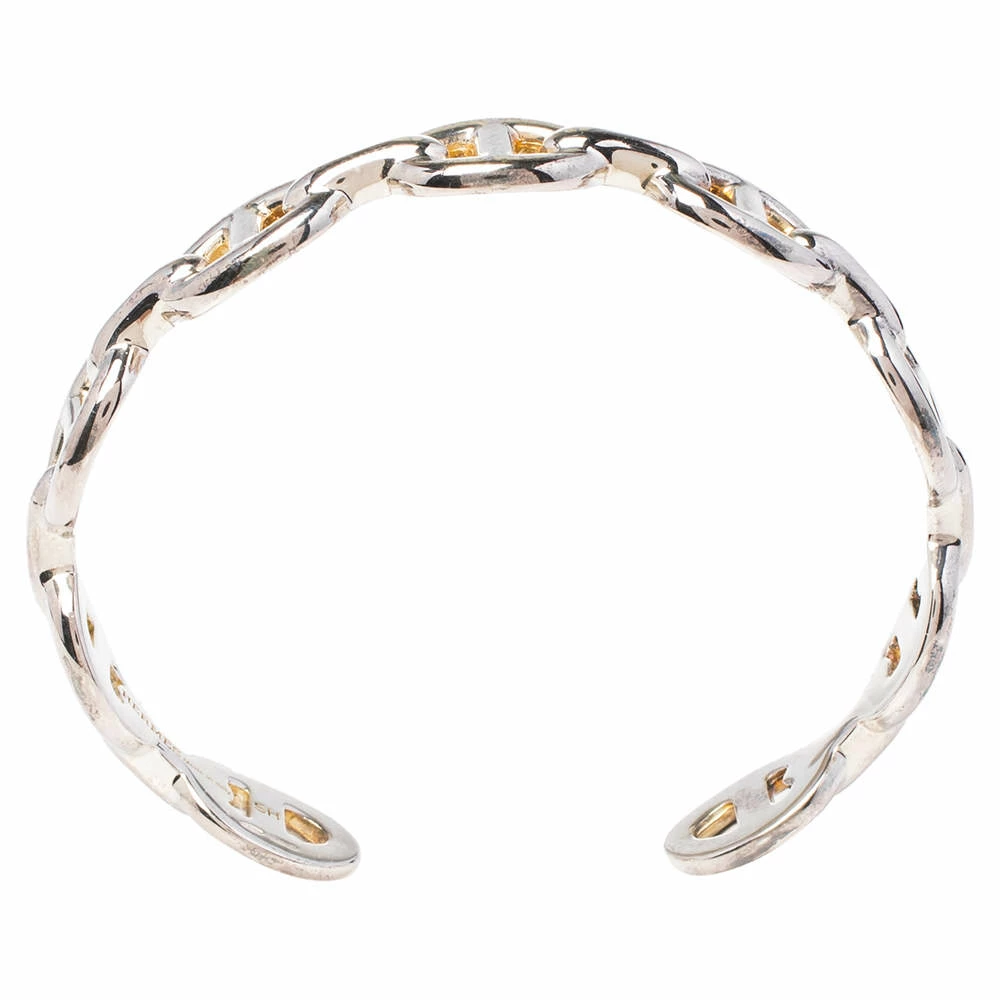 Hermes Chaine D'Ancre Enchainee Sterling Silver Cuff Bracelet SH For Women 6 Hermes Chaine D'Ancre Enchainee Sterling Silver Cuff Bracelet SH For Women - Image 4