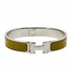 Hermes Hermès Clic H Green Enamel Palladium Plated Narrow Bracelet PM For Women -Deals Hermes Store luxury women hermes used accessories p476784 006