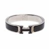Hermes Hermès Clic H Black Enamel Palladium Plated Narrow Bracelet PM For Women -Deals Hermes Store luxury women hermes used accessories p479520 010