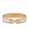 Hermes Hermès Clic H White Enamel Gold Plated Narrow Bracelet PM For Women -Deals Hermes Store luxury women hermes used accessories p479876 002