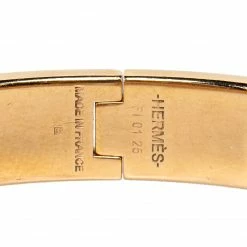 Hermes Hermès Clic H White Enamel Gold Plated Narrow Bracelet PM For Women -Deals Hermes Store luxury women hermes used accessories p479876 004