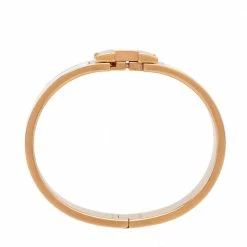 Hermes Hermès Clic H White Enamel Gold Plated Narrow Bracelet PM For Women -Deals Hermes Store luxury women hermes used accessories p479876 005