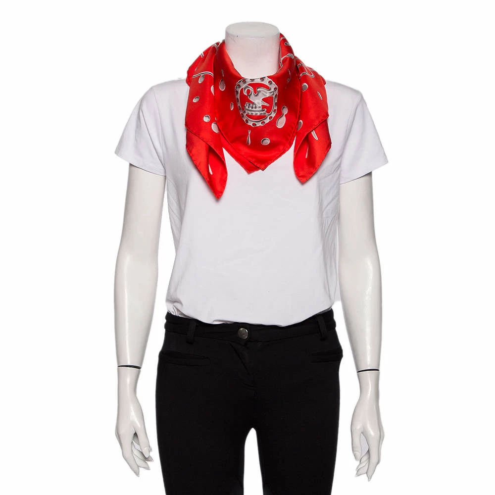 Hermes Red Cheval Fusion Silk Square Scarf For Women 4 Hermes Red Cheval Fusion Silk Square Scarf For Women - Image 2