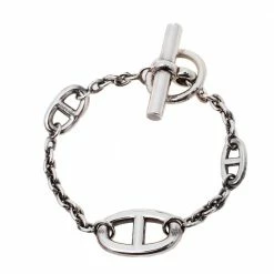 Hermes Hermès Sterling Silver Farandole Toggle Bracelet For Women