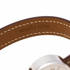 Hermes Hermès Brown & Black Interchangeable Leather Palladium Plated Looping Bracelet S For Women -Deals Hermes Store luxury women hermes used accessories p482366 004