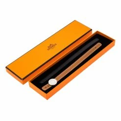 Hermes Hermès Brown & Black Interchangeable Leather Palladium Plated Looping Bracelet S For Women -Deals Hermes Store luxury women hermes used accessories p482366 006