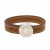 Hermes Hermès Brown & Black Interchangeable Leather Palladium Plated Looping Bracelet S For Women