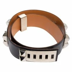 Hermes Noir Box Leather Palladium Plated Collier De Chien Belt 75 CM For Women -Deals Hermes Store luxury women hermes used accessories p483230 1629520008 005