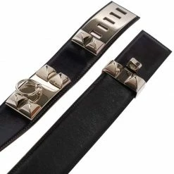Hermes Noir Box Leather Palladium Plated Collier De Chien Belt 75 CM For Women -Deals Hermes Store luxury women hermes used accessories p483230 1629520011 006