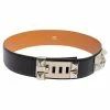 Hermes Noir Box Leather Palladium Plated Collier De Chien Belt 75 CM For Women
