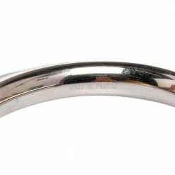 Hermes Hermès Black Leather Palladium Plated Kyoto Cuff Bracelet For Women -Deals Hermes Store luxury women hermes used accessories p488387 004