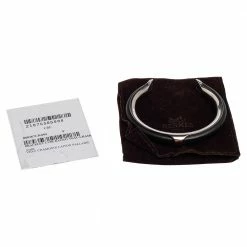 Hermes Hermès Black Leather Palladium Plated Kyoto Cuff Bracelet For Women -Deals Hermes Store luxury women hermes used accessories p488387 009