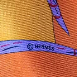 Hermes Orange Magie Des Mains Silk Scarf For Women -Deals Hermes Store luxury women hermes used accessories p488444 002