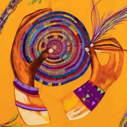 Hermes Orange Magie Des Mains Silk Scarf For Women -Deals Hermes Store luxury women hermes used accessories p488444 004