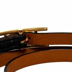 Hermes Hapi 3 Black Leather Gold Plated Wrap Bracelet M For Women -Deals Hermes Store luxury women hermes used accessories p488707 005