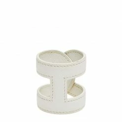 Hermes Ano White Leather Cuff Bracelet For Women