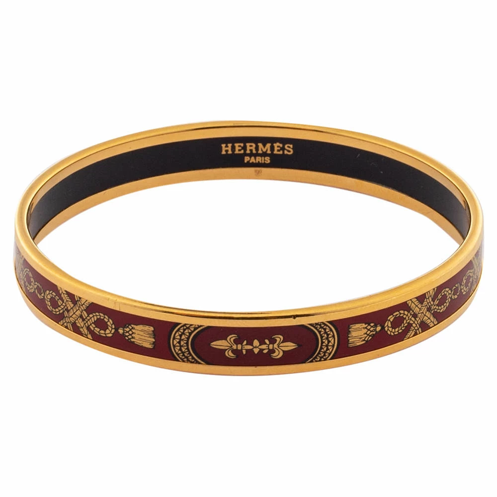 Hermes Gold Plated Grand Apparat Enamel Narrow Bangle Bracelet For Women 3 Hermes Gold Plated Grand Apparat Enamel Narrow Bangle Bracelet For Women