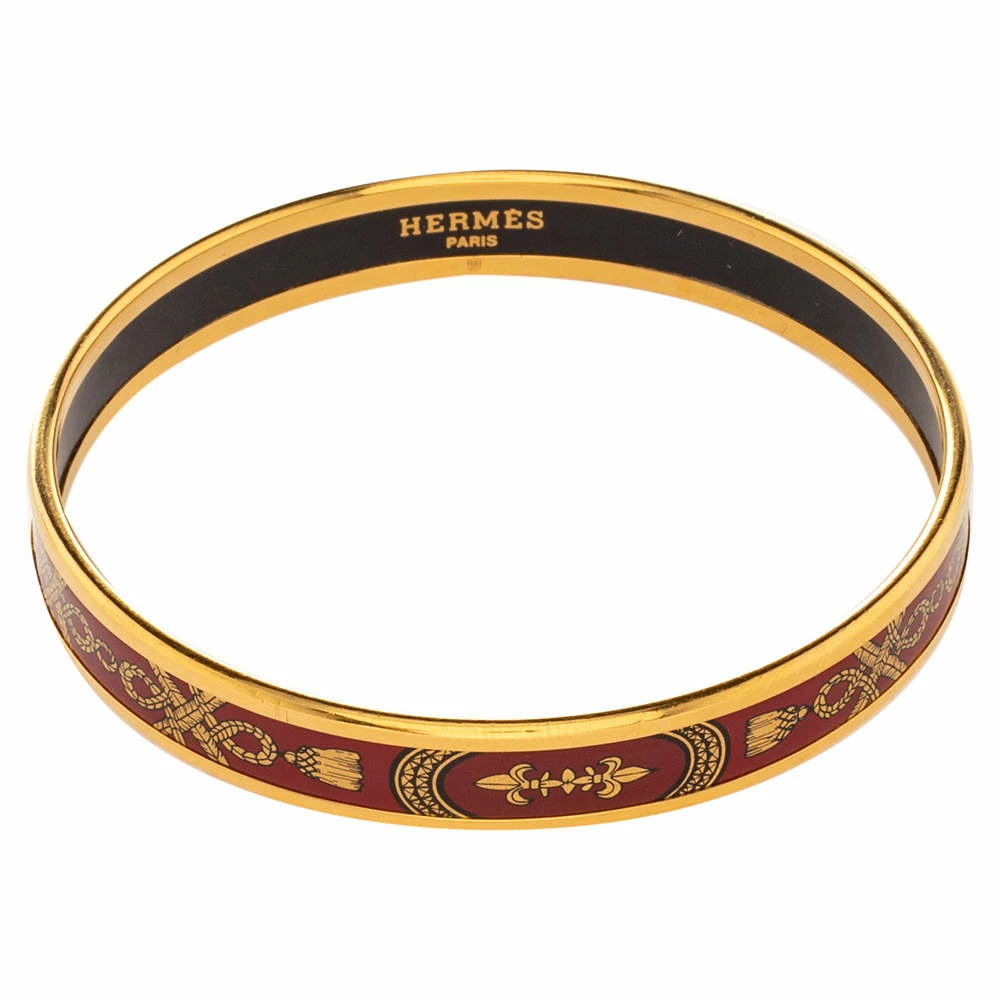 Hermes Gold Plated Grand Apparat Enamel Narrow Bangle Bracelet For Women 7 Hermes Gold Plated Grand Apparat Enamel Narrow Bangle Bracelet For Women - Image 5