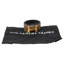 Hermes Etain/Black Clemence And Swift Leather H Buckle Belt 85CM For Women -Deals Hermes Store luxury women hermes used accessories p494569 006