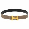 Hermes Etain/Black Clemence And Swift Leather H Buckle Belt 85CM For Women 1 Hermes Etain/Black Clemence And Swift Leather H Buckle Belt 85CM For Women -Deals Hermes Store luxury women hermes used accessories p494569 007