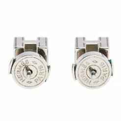 Hermes Hermès Palladium Plated Orange Enamel Cage D'H Stud Earrings For Women -Deals Hermes Store luxury women hermes used accessories p496004 002