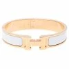 Hermes Hermès Clic H White Enamel Rose Gold Plated Narrow Bracelet PM For Women -Deals Hermes Store luxury women hermes used accessories p496584 001