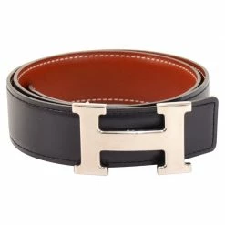 Hermes Black Leather Constance Belt 65 CM For Women