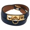Hermes Rivale Double Tour Blue Leather Bracelet For Women -Deals Hermes Store luxury women hermes used accessories p50090 001
