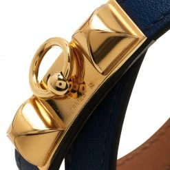 Hermes Rivale Double Tour Blue Leather Bracelet For Women -Deals Hermes Store luxury women hermes used accessories p50090 005
