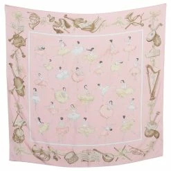 Hermes Hermès Pale Pink La Danse Silk Scarf For Women