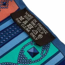 Hermes Hermès Blue Striped Motif Print Silk Twilly For Women -Deals Hermes Store luxury women hermes used accessories p501585 001