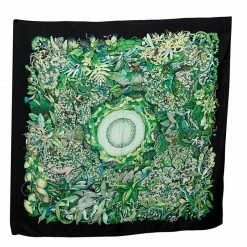 Hermes Hermès Green Au Coeur De La Printed Silk Square Scarf For Women