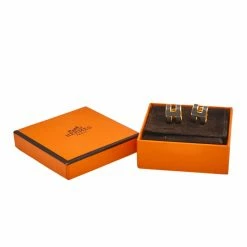 Hermes Hermès Pop H Grey Lacquered Gold Plated Stud Earrings For Women -Deals Hermes Store luxury women hermes used accessories p503506 001