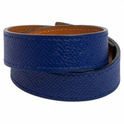 Hermes Blue Epsom Leather Double Tour Curiosite Bracelet And Lapis Lazuli Eye Charm Set For Women -Deals Hermes Store luxury women hermes used accessories p506233 006