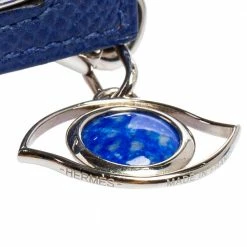 Hermes Blue Epsom Leather Double Tour Curiosite Bracelet And Lapis Lazuli Eye Charm Set For Women -Deals Hermes Store luxury women hermes used accessories p506233 007