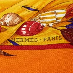 Hermes Orange Christophe Colomb Découvre L'Amerique Silk Square Scarf For Women -Deals Hermes Store luxury women hermes used accessories p507799 007