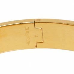 Hermes Hermès Clic H Yellow Enamel Rose Gold Plated Narrow Bracelet PM For Women -Deals Hermes Store luxury women hermes used accessories p508268 005