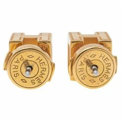 Hermes Cage D'H Gold Plated Red Lacquer Stud Earrings For Women -Deals Hermes Store luxury women hermes used accessories p508358 002