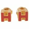 Hermes Cage D'H Gold Plated Red Lacquer Stud Earrings For Women -Deals Hermes Store luxury women hermes used accessories p508358 006